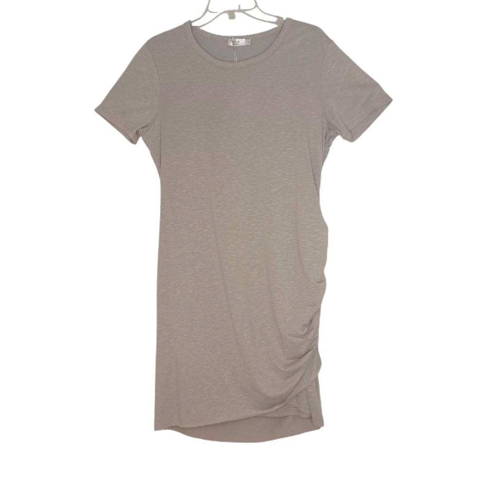 NEW Qearal Side Ruched Cotton Blend Tee Shirt Dress Womens Sz Lg NWT